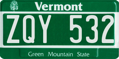 VT license plate ZQY532