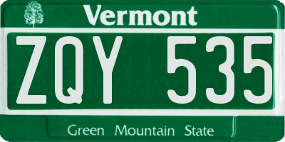VT license plate ZQY535
