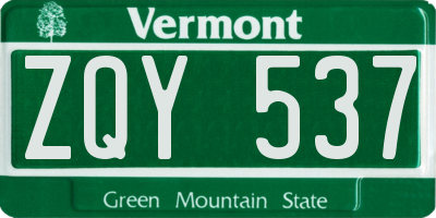 VT license plate ZQY537