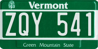 VT license plate ZQY541