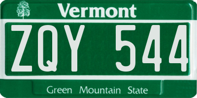 VT license plate ZQY544