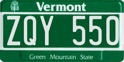 VT license plate ZQY550