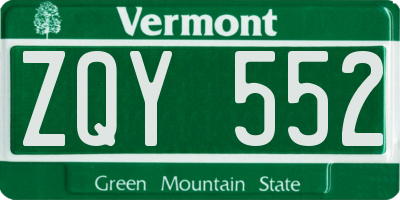 VT license plate ZQY552