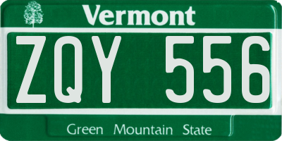 VT license plate ZQY556