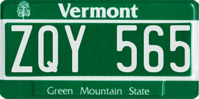 VT license plate ZQY565