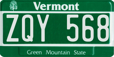 VT license plate ZQY568