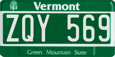 VT license plate ZQY569