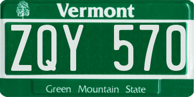 VT license plate ZQY570