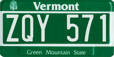 VT license plate ZQY571