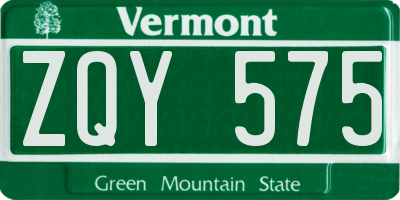 VT license plate ZQY575