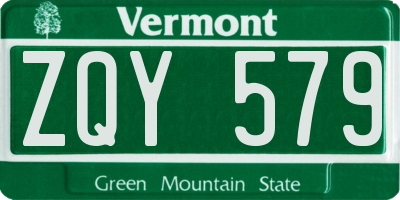 VT license plate ZQY579