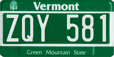 VT license plate ZQY581