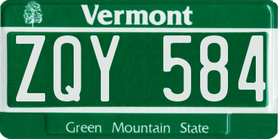VT license plate ZQY584