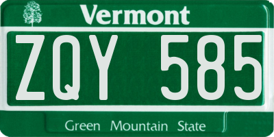 VT license plate ZQY585