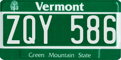 VT license plate ZQY586