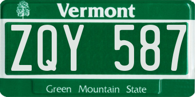VT license plate ZQY587