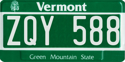 VT license plate ZQY588