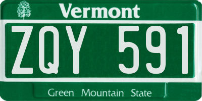 VT license plate ZQY591