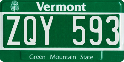 VT license plate ZQY593