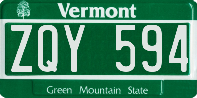VT license plate ZQY594