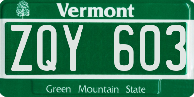 VT license plate ZQY603