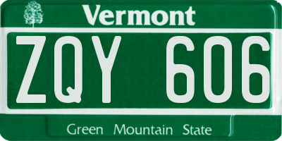 VT license plate ZQY606