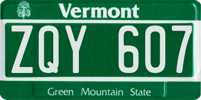 VT license plate ZQY607