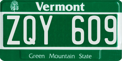 VT license plate ZQY609