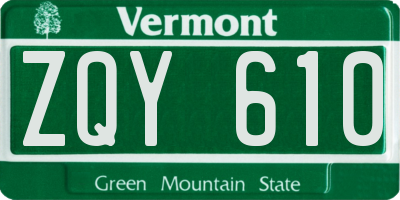 VT license plate ZQY610