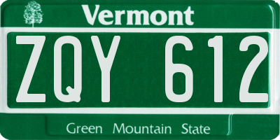 VT license plate ZQY612