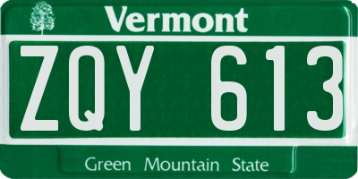 VT license plate ZQY613