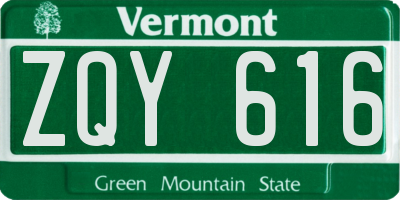 VT license plate ZQY616
