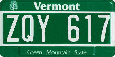 VT license plate ZQY617