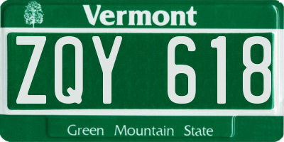 VT license plate ZQY618