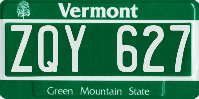 VT license plate ZQY627