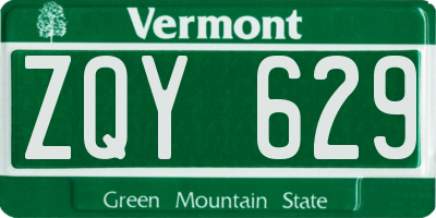 VT license plate ZQY629