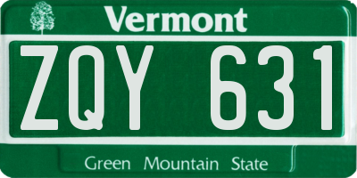 VT license plate ZQY631