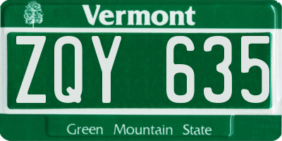 VT license plate ZQY635