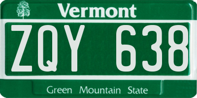 VT license plate ZQY638