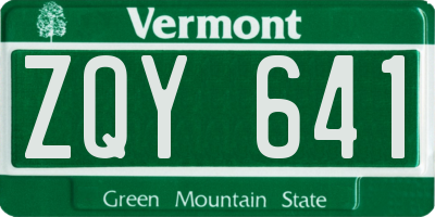 VT license plate ZQY641