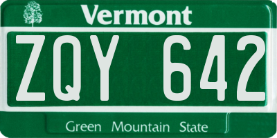 VT license plate ZQY642