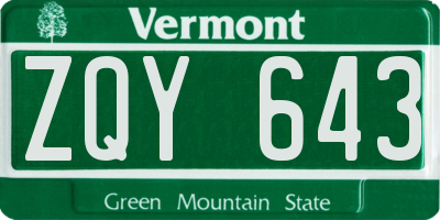 VT license plate ZQY643