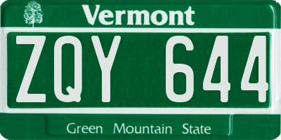 VT license plate ZQY644