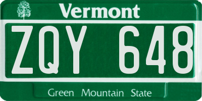 VT license plate ZQY648