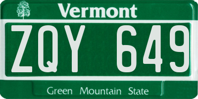 VT license plate ZQY649