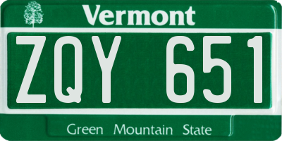 VT license plate ZQY651