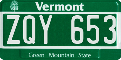 VT license plate ZQY653