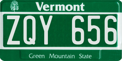 VT license plate ZQY656