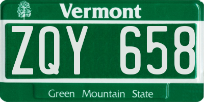 VT license plate ZQY658