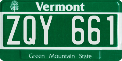 VT license plate ZQY661